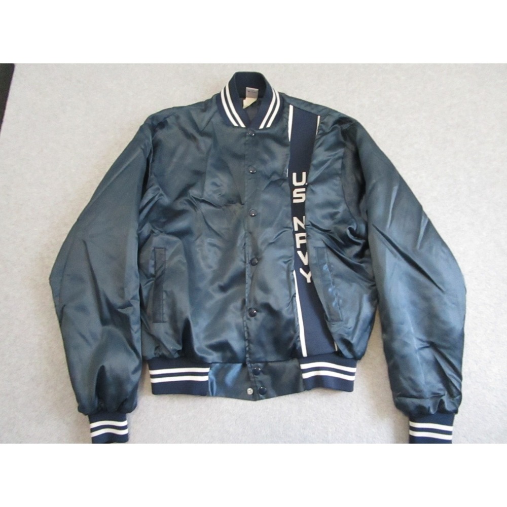 Vintage 80s US Navy United States Military Satin Bomber Large Soffe Jacket